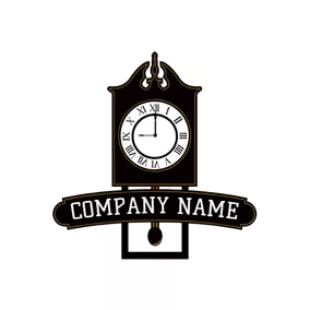 Clock Logo Black Pendulum Clock Icon logo design