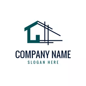 Shelter Logo Black Pillar and Green Architecture logo design