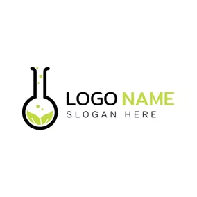 Bottle Logo Black Reagent Bottle and Leaf logo design
