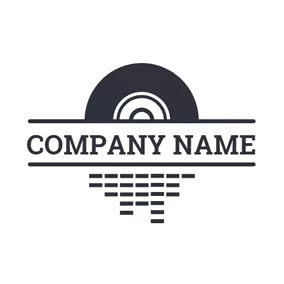 Music Logo Black Rectangle and CD logo design