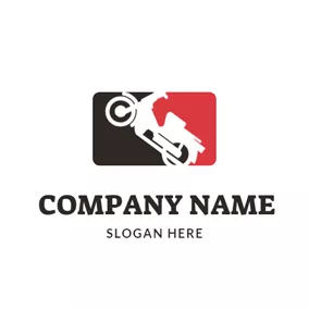 Motorcycle Logo Black Rectangle and White Motorcycle logo design