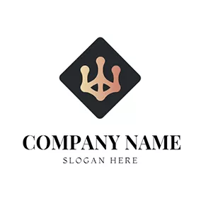 Dot Logo Black Rhombus and Golden Dots Crown logo design