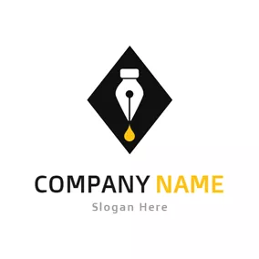 Ink Logo Black Rhombus and White Nib logo design