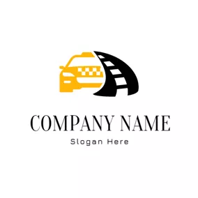 Transportation Logo Black Road and Yellow Taxi logo design