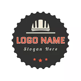 Cycling Logo Black Round and White Helmet logo design