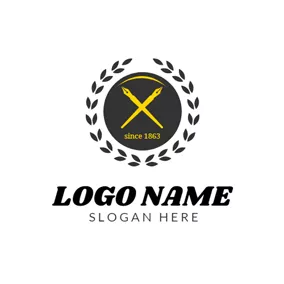 Academy Logo Black Round and Yellow Pen logo design