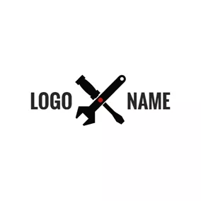 Service Logo Black Screwdriver and Spanner logo design