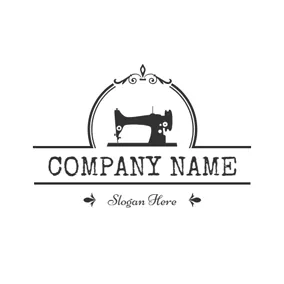 工芸品 ロゴ Black Sewing Machine and Craft logo design