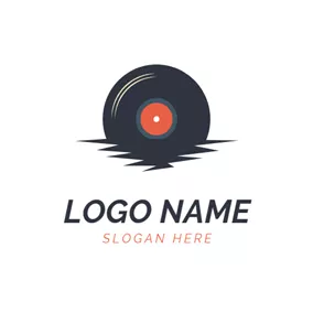 音乐Logo Black Shadow and Disc logo design
