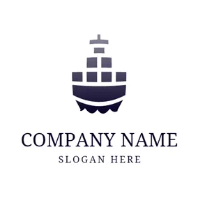 Storage Logo Black Ship and Gray Container logo design