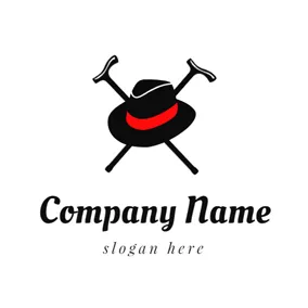 爵士 Logo Black Silk Hat and Crutch logo design