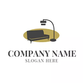Lamp Logo Black Sofa and Lamp Icon logo design