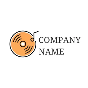 Music Logo Black Sound Wave and Orange CD logo design