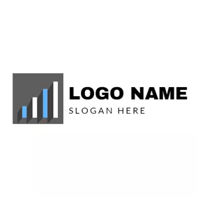 證券Logo Black Square and 3D Bar Graph logo design