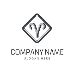 Aries Logo Black Square and Gray Aries Sign logo design