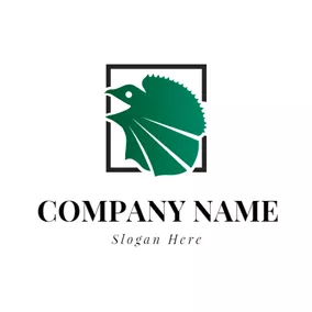 Lizard Logo Black Square and Green Lizard logo design