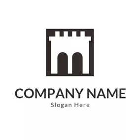 Museum Logo Black Square and Museum Outline logo design