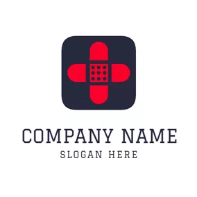 Red Cross Logo Black Square and Red Cross logo design