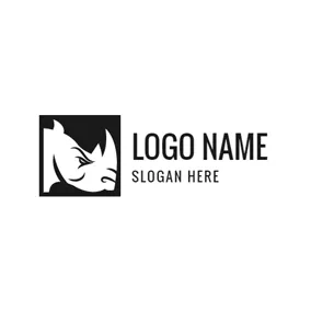 Rhino Logo Black Square and Rhino Head logo design