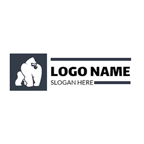 Monkey Logo Black Square and White Orangutan logo design