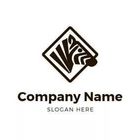Zebra Logo Black Square and Zebra Head logo design
