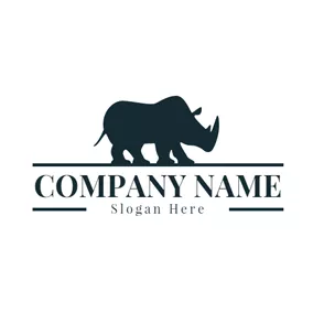 Rhino Logo Black Standing and Strong Rhino logo design