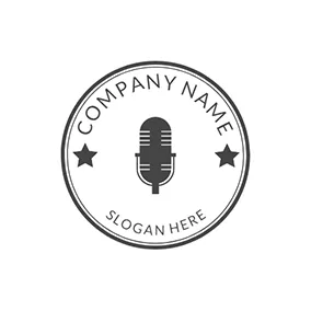 Rap Logo Black Star and Microphone Icon logo design