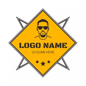 Rap Logo Black Star and Yellow Head Portrait logo design