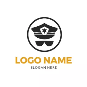 Sunglasses Logo Black Sunglasses and Police Cap logo design