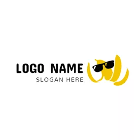 Sunglasses Logo Black Sunglasses and Yellow Banana logo design