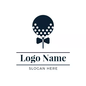 Bow Tie Logo Black Tee and Golf Ball logo design