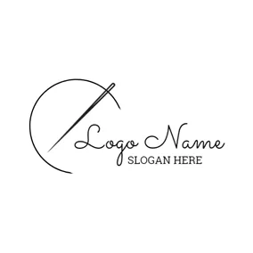 Thread Logo Black Thread and Needle logo design