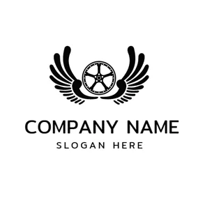 Tire Logo Black Wing and Tire logo design