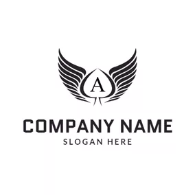 Ripple Logo Black Wings Surrounded Ace logo design