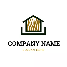 Wood Logo Black Wood House logo design