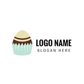 Cake Logo Blue and Brown Chocolate Cake logo design