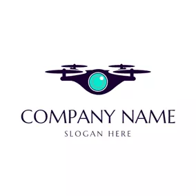 Flugzeuglogo Blue and Green Drone logo design