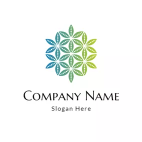 Massage Logo Blue and Green Leaf Icon logo design