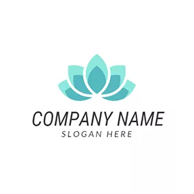 Beauty Salon Logo Blue and Green Lotus logo design