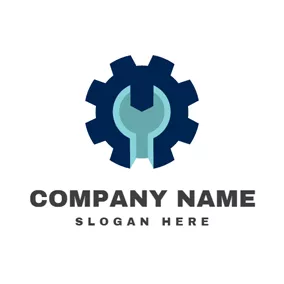 Industrial Logo Blue and Green Machine logo design