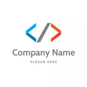Science & Technology Logo Blue and Orange Code Symbol logo design