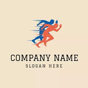 Marathon Logo Blue and Orange Marathon Runner logo design
