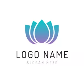 Club Logo Blue and Purple Lotus Flower logo design