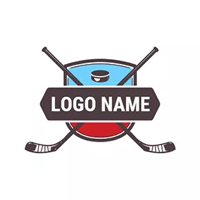 Club Logo Blue and Red Hockey Badge logo design