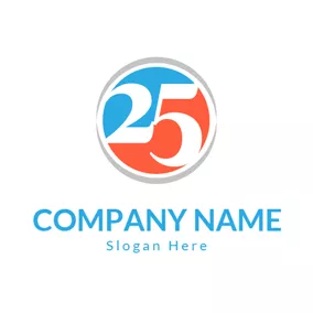 數字 Logo Blue and Red Number Twenty Five logo design