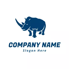 Rhino Logo Blue and Strong Rhino logo design