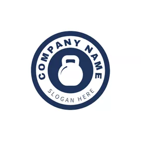 Bodybuilding Logo Blue and White Bodybuilding Equipment logo design