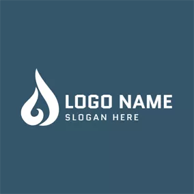 Petrol Logo Blue and White Burning Fire logo design