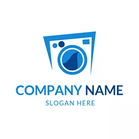 Emblem Logo Blue and White Dry Washer logo design