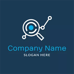 Logótipo Marketing Blue and White Magnifying Glass logo design